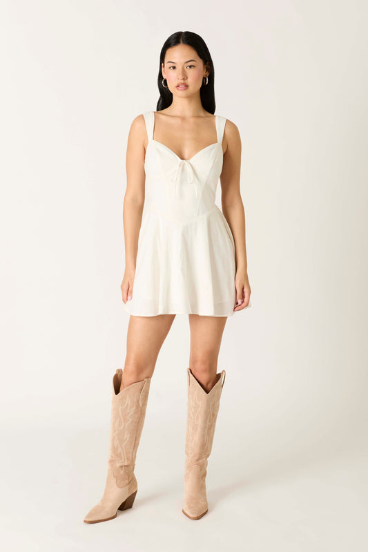 White Mini Dress Tie Bow Dress