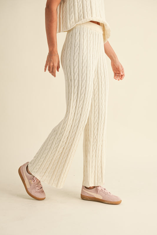 Cream Cable Knitted Pants