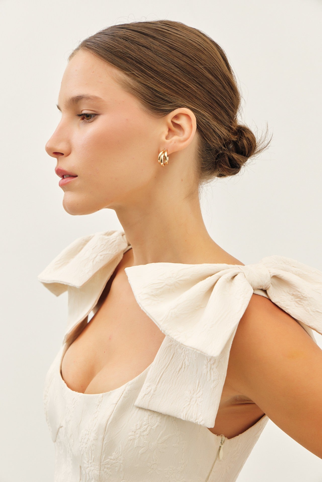 Cream Textured Flare Mini