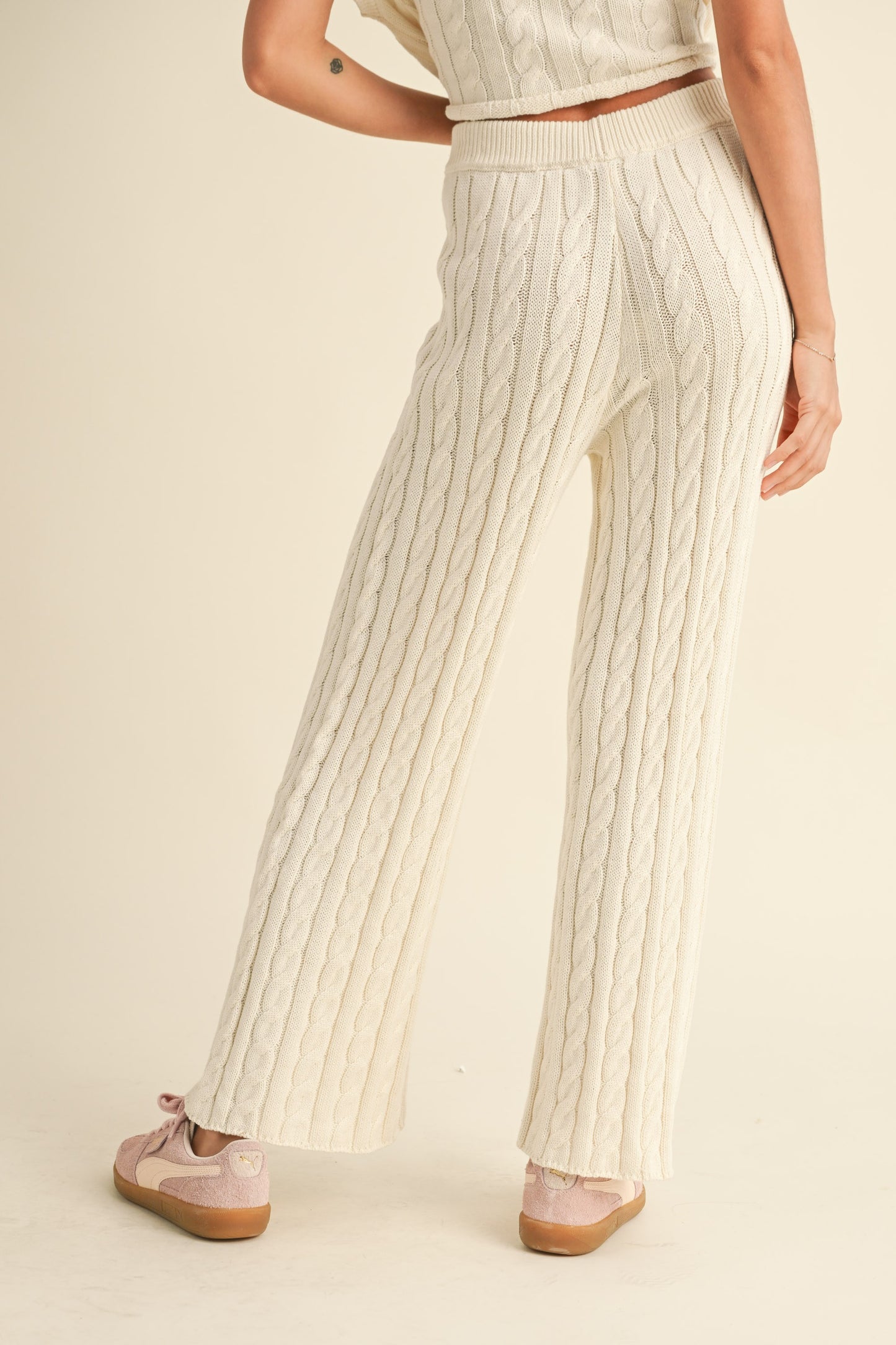 Cream Cable Knitted Pants