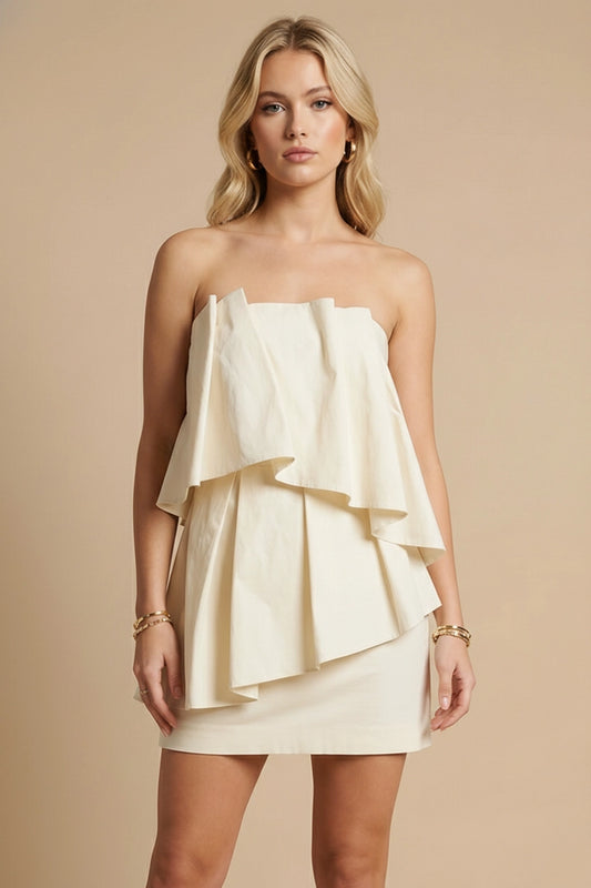 Cream Strapless Mini Dress