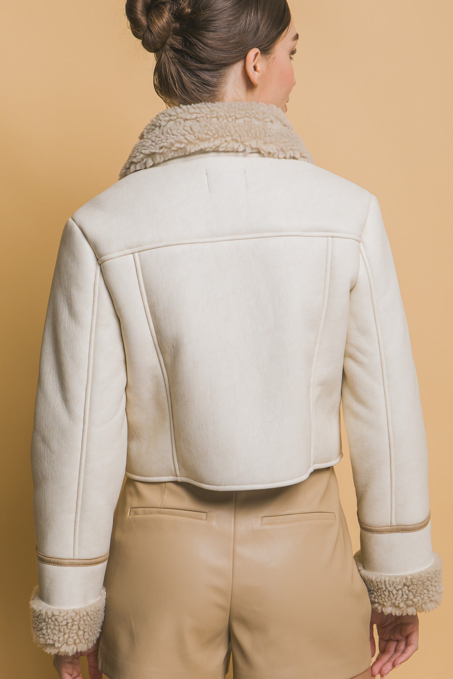 Cream Sherpa Contrast Jacket