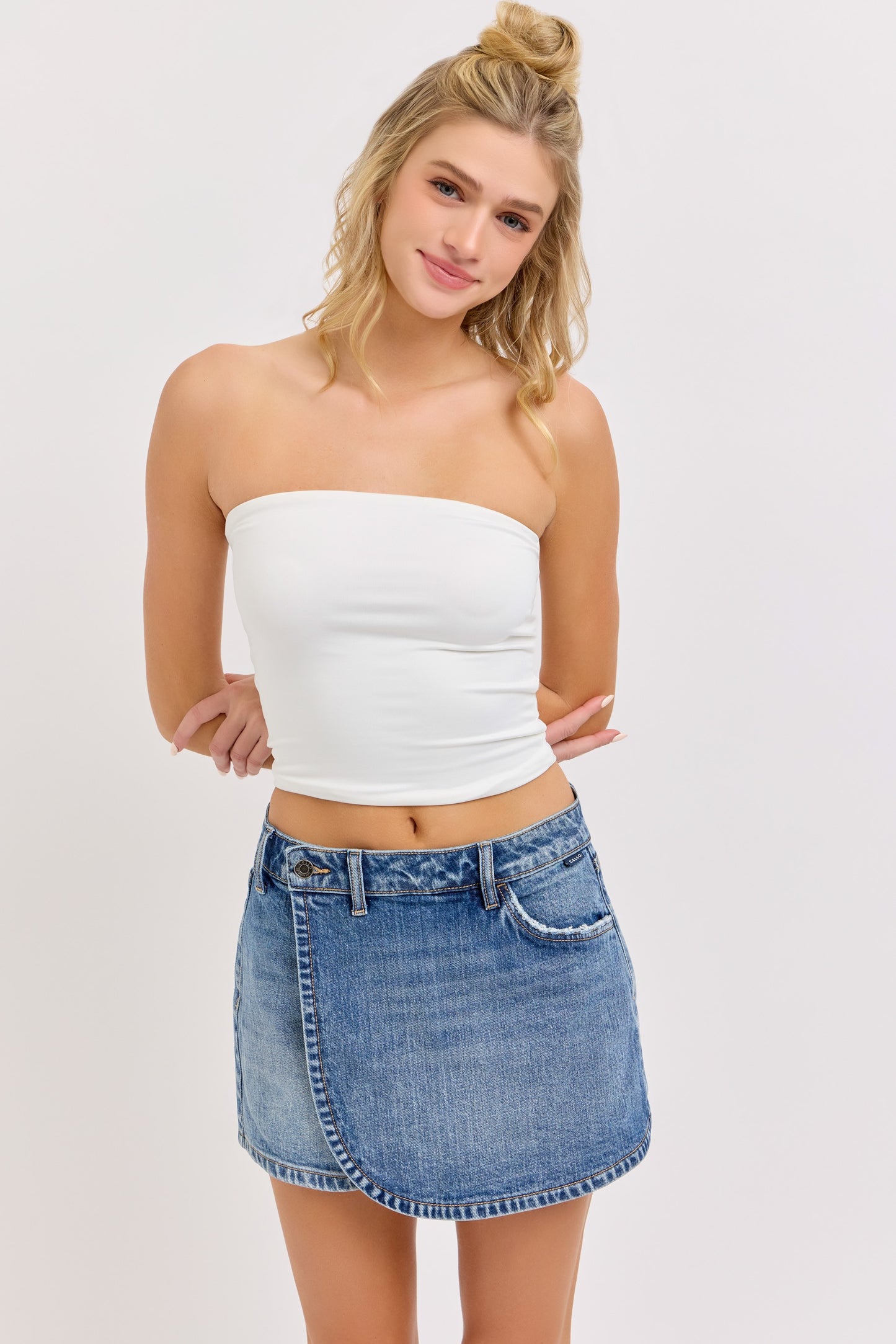 Mid Waist Cross Over Mini Skort