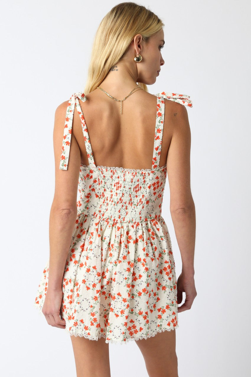 Orange Tie Strap Romper