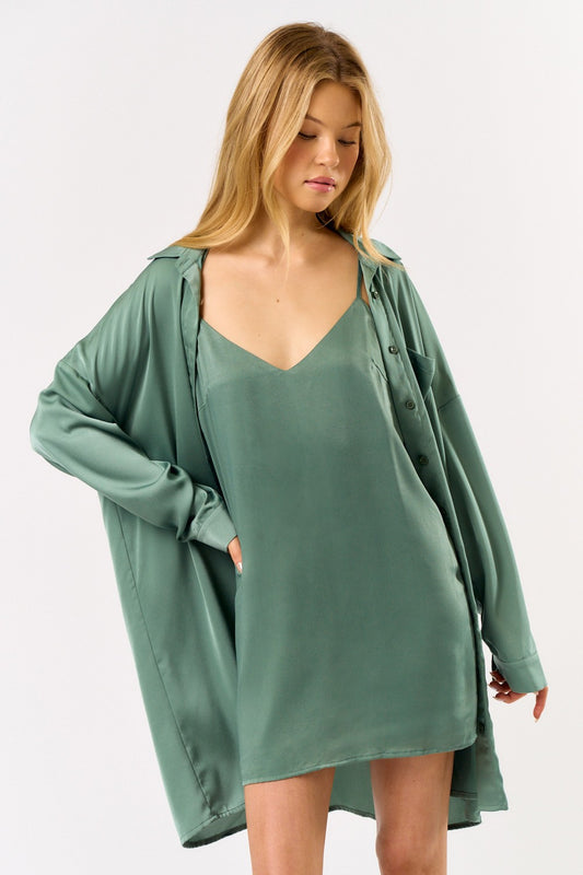 Sage Satin Slip Set