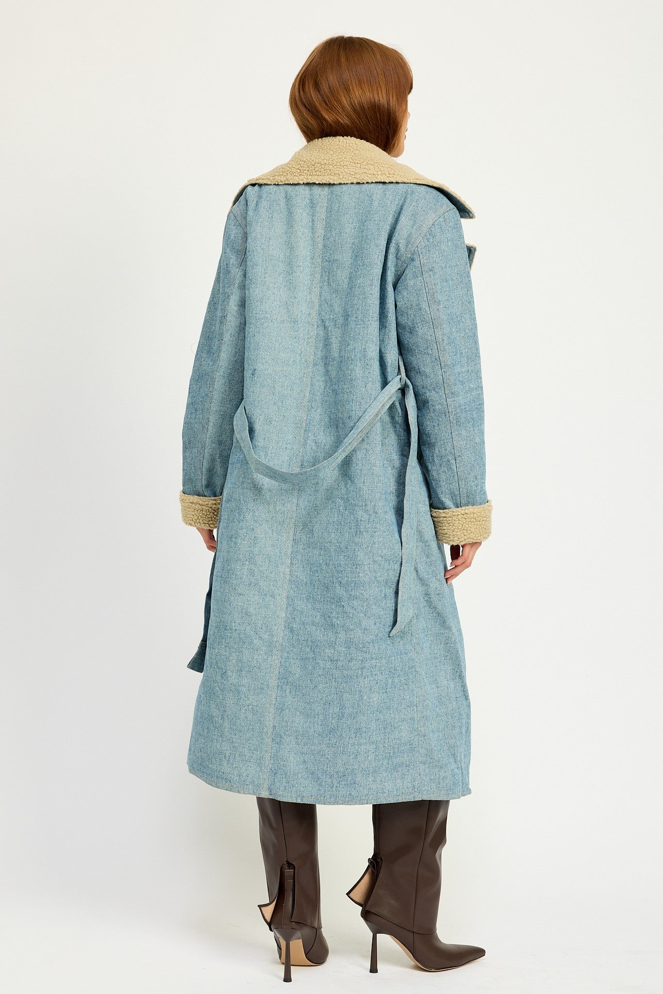 Denim Sherpa Trench Coat