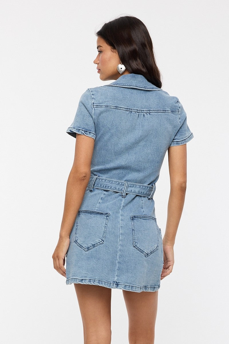 Denim Belted Romper