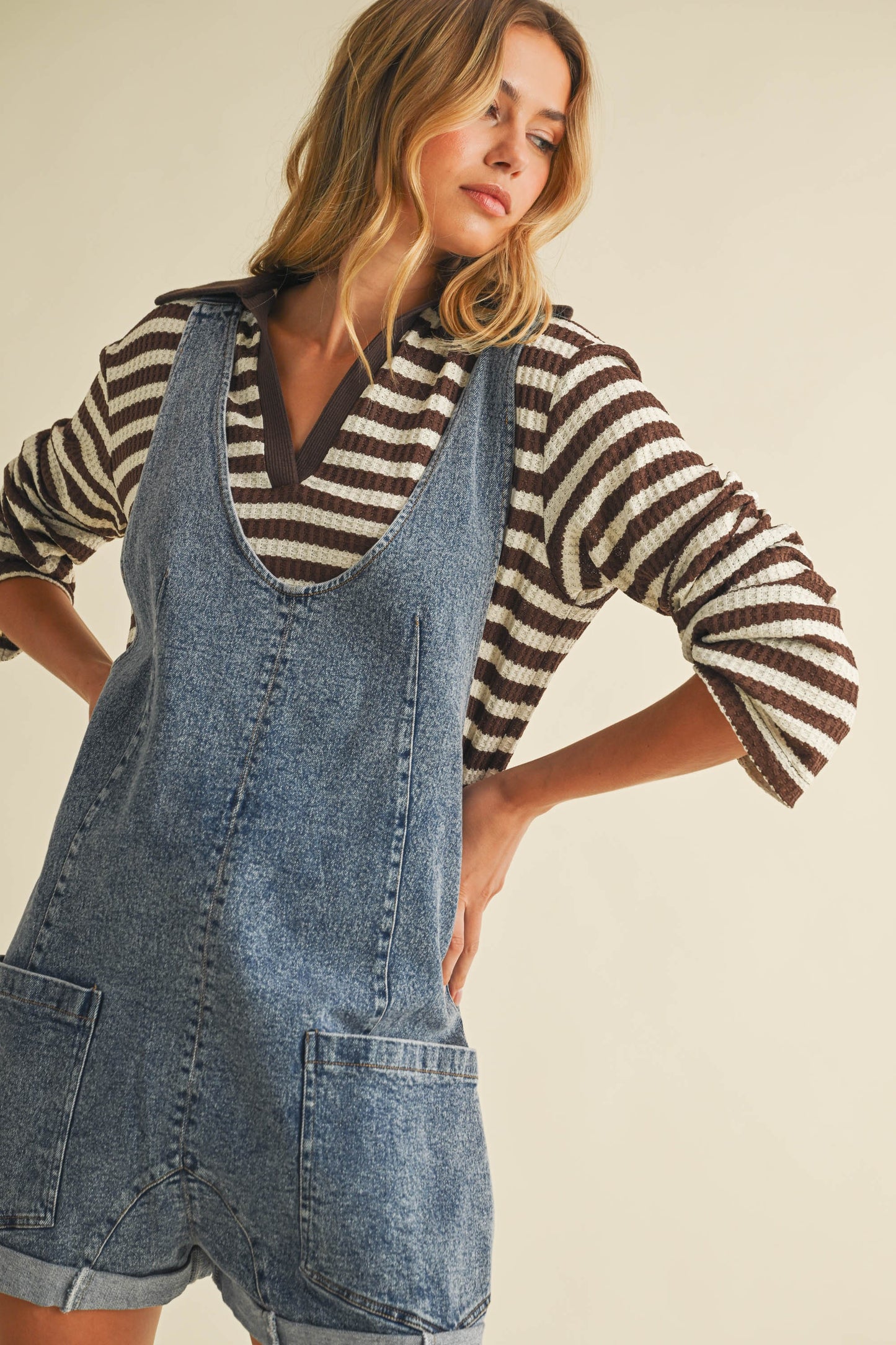 Oversized Denim Overall Romper