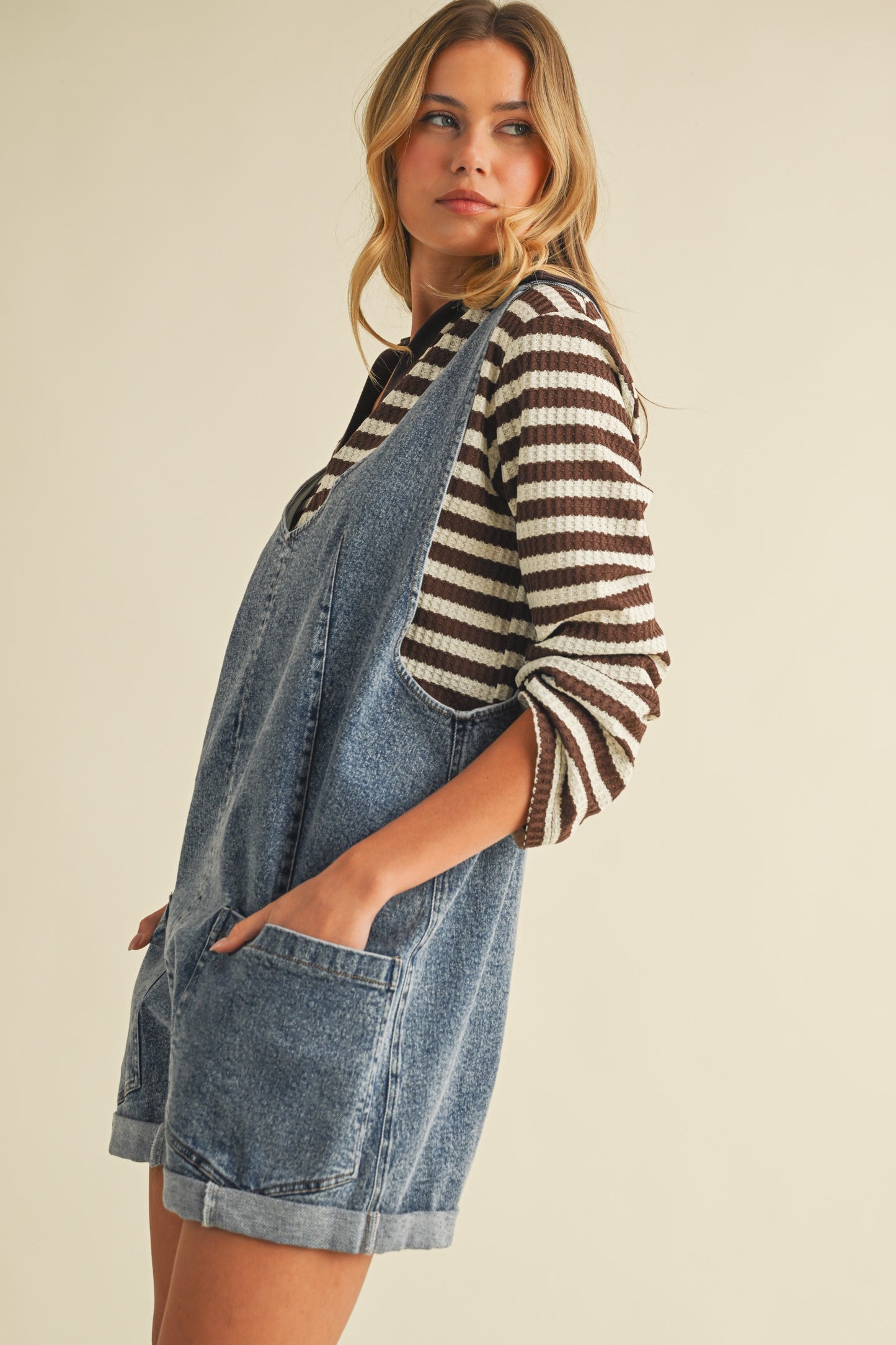 Oversized Denim Overall Romper