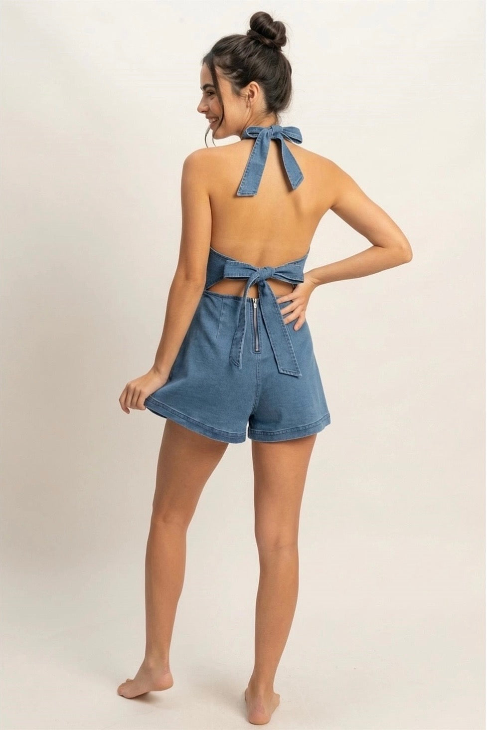 Halter Denim Romper