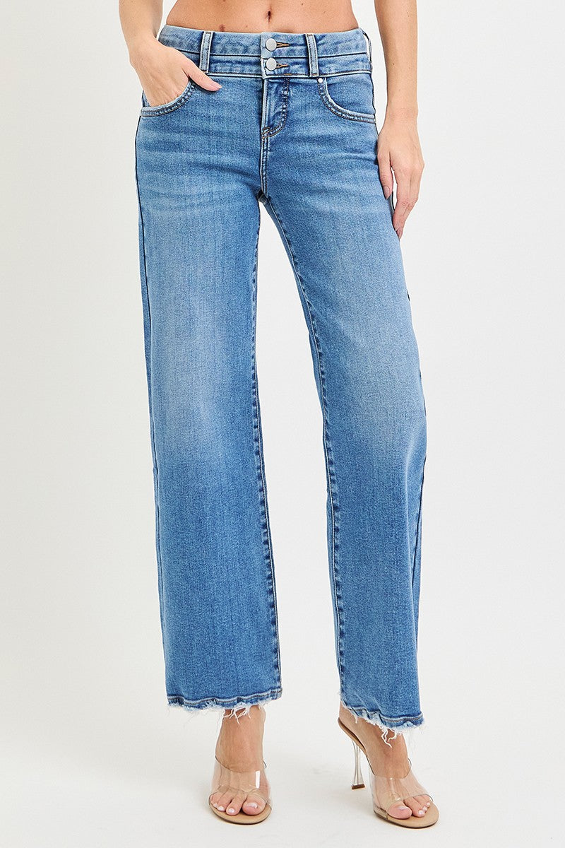 High Rise Jeans W/ Double Waist Detail