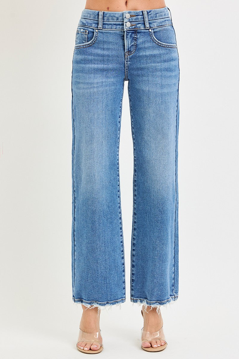 High Rise Jeans W/ Double Waist Detail