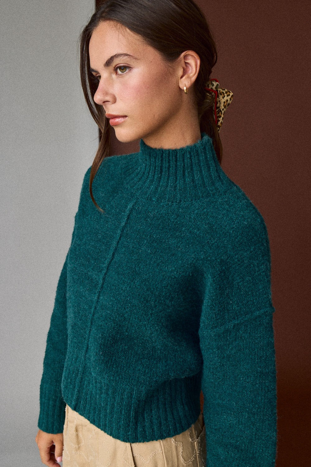 Emerald Mock Neck Sweater