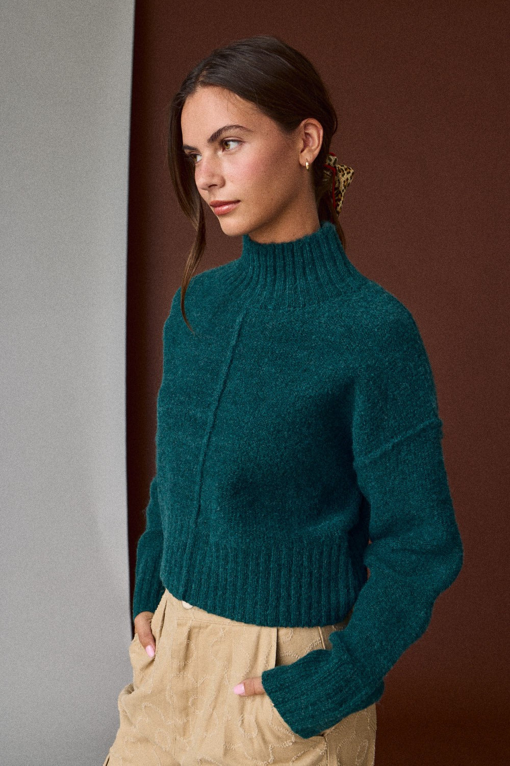 Emerald Mock Neck Sweater