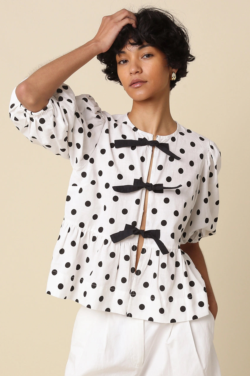 Emma Polka Dot Tie Blouse