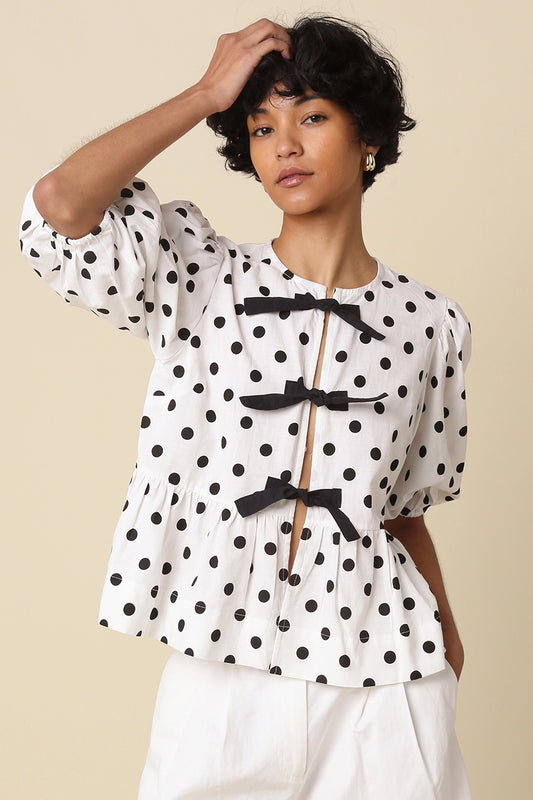 Emma Polka Dot Tie Blouse