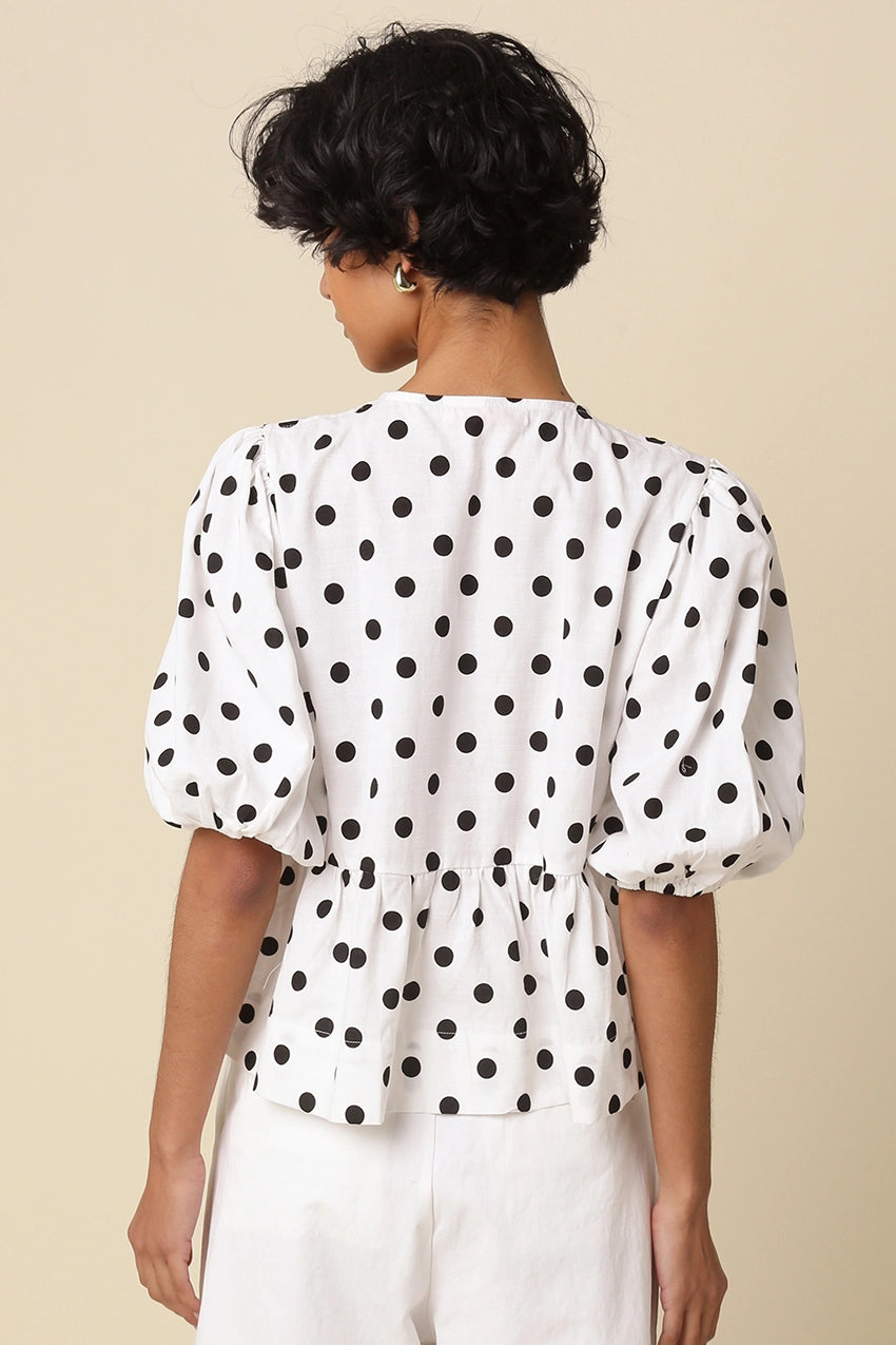 Emma Polka Dot Tie Blouse