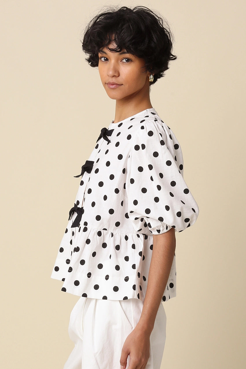 Emma Polka Dot Tie Blouse