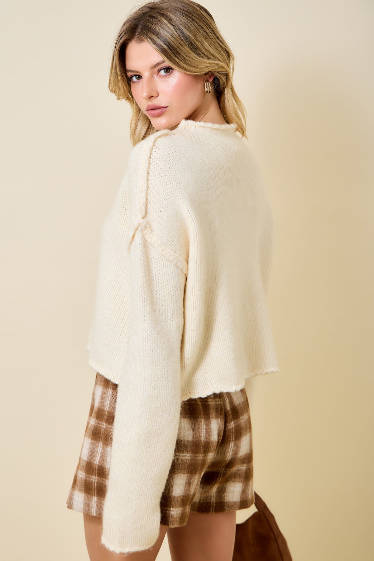 Ivory Exposed Seam Sweater