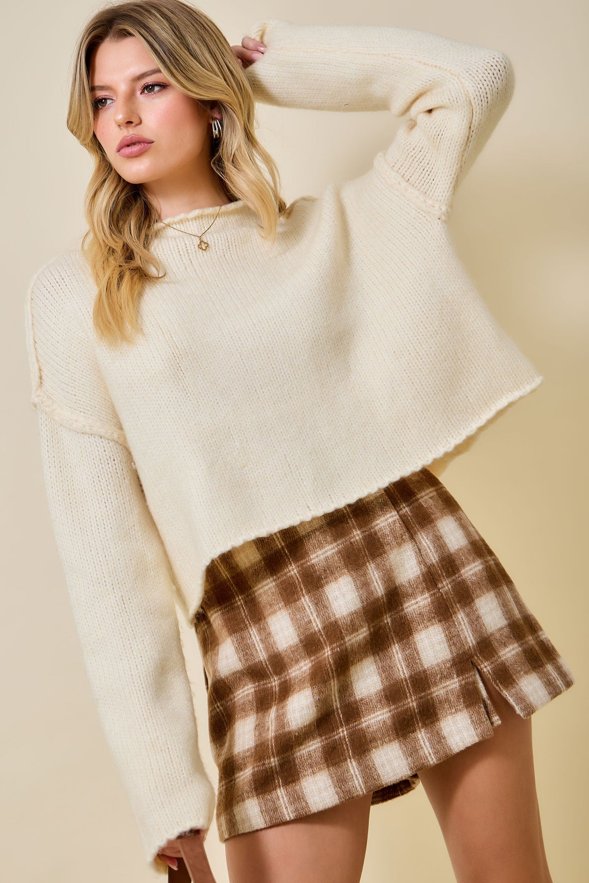 Ivory Exposed Seam Sweater