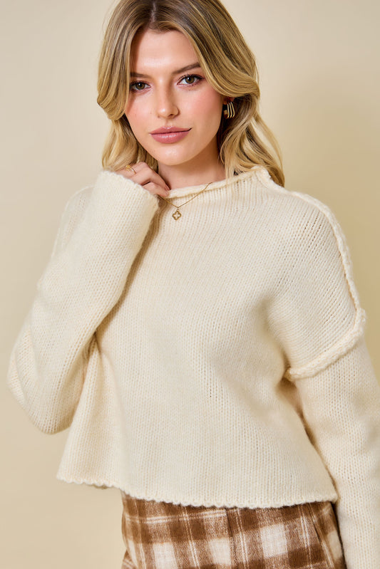 Ivory Exposed Seam Sweater