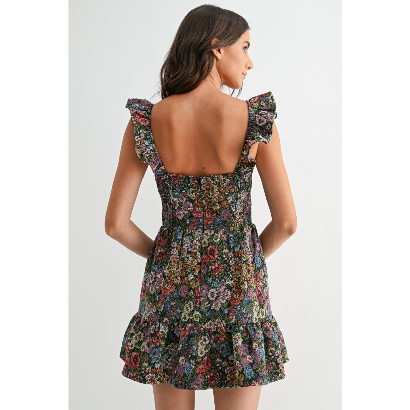 Floral Jacquard Mini Dress