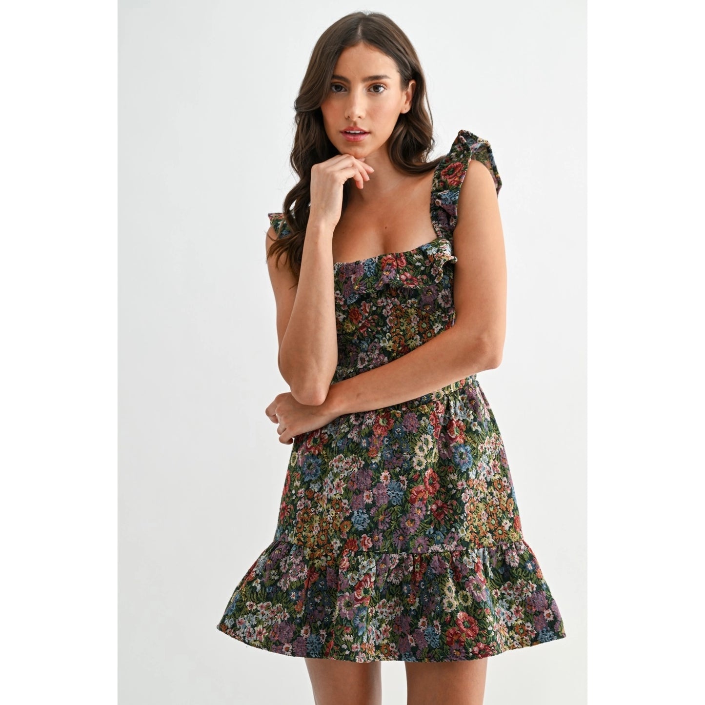 Floral Jacquard Mini Dress