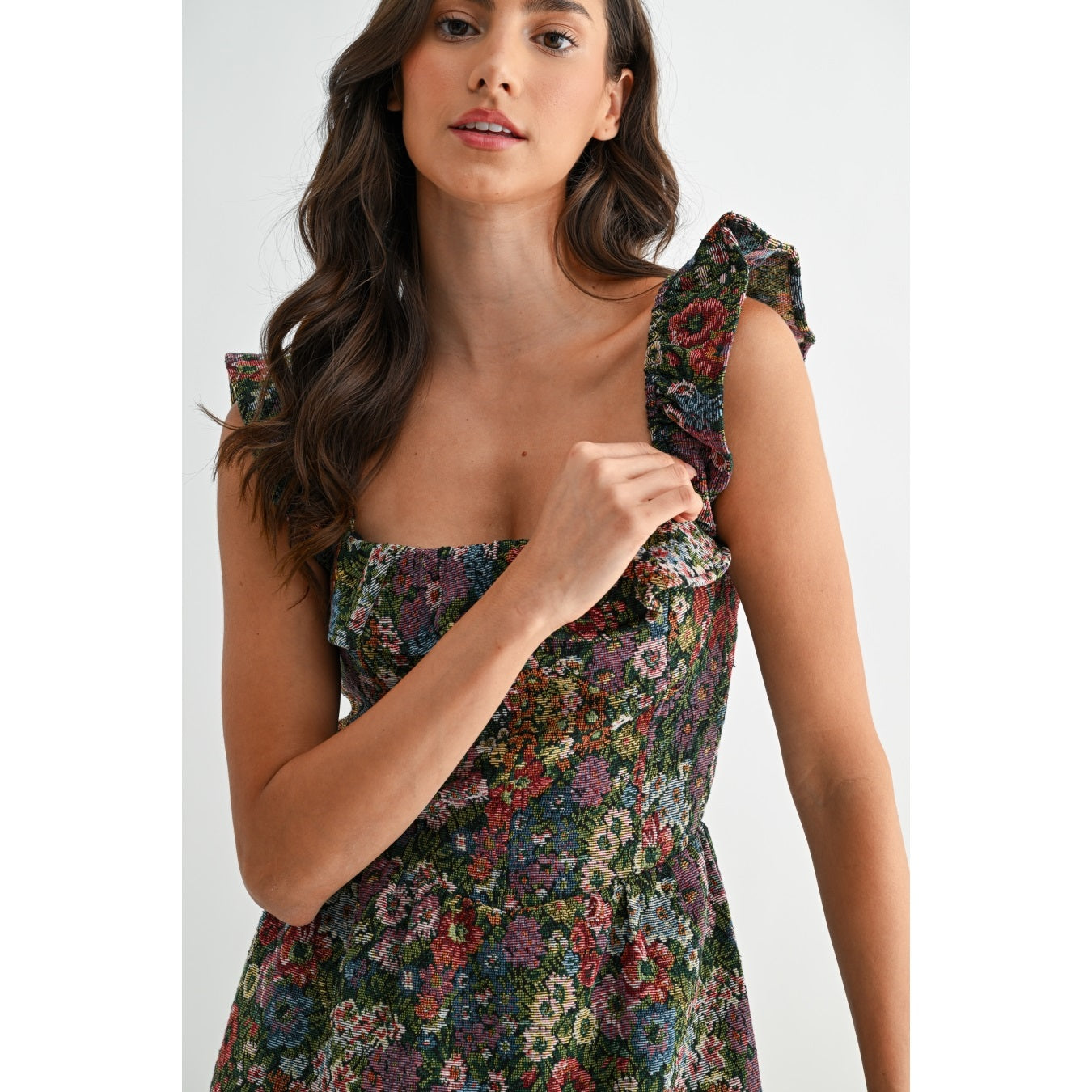 Floral Jacquard Mini Dress