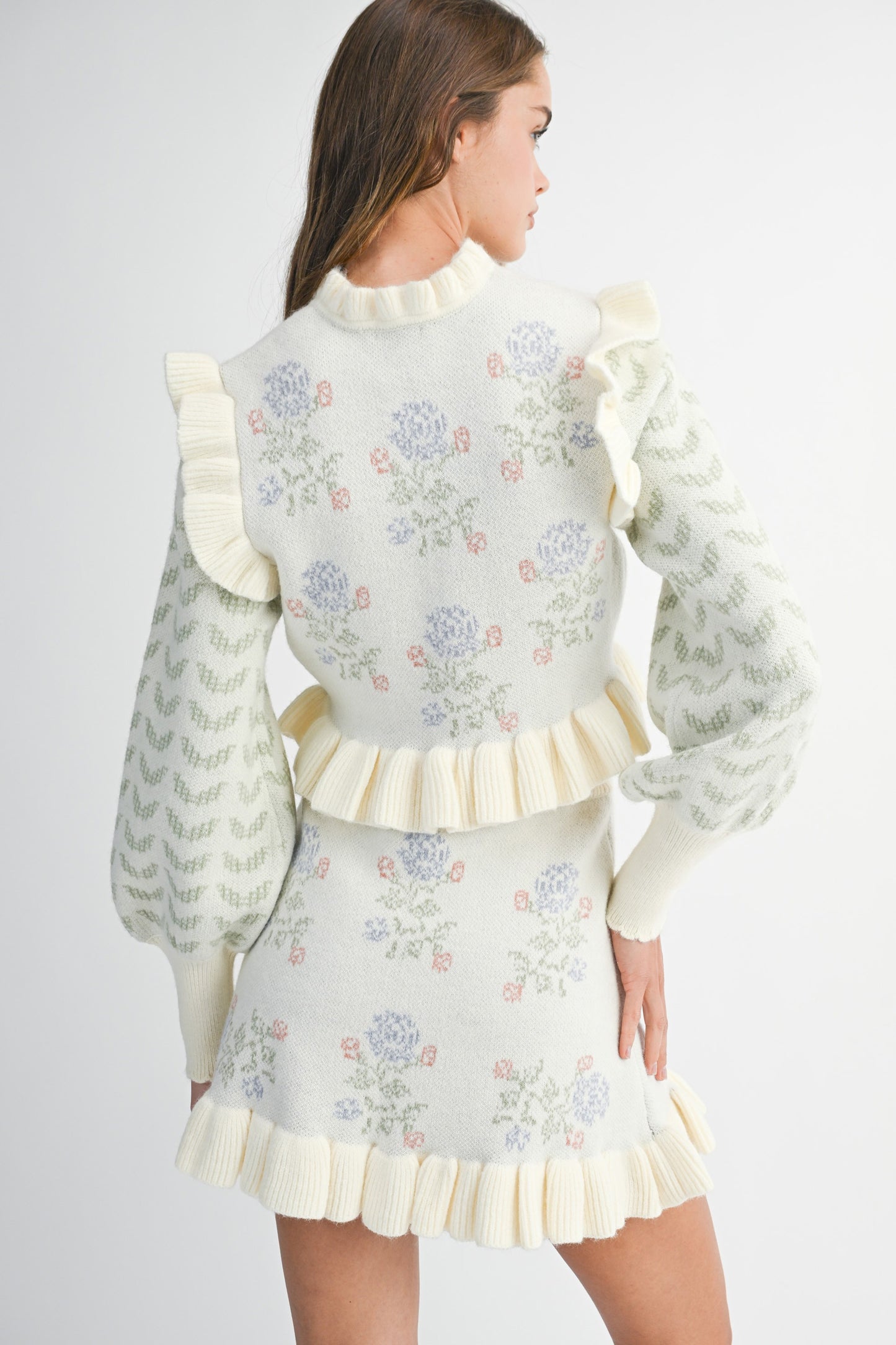 Floral Ruffle Knit Set