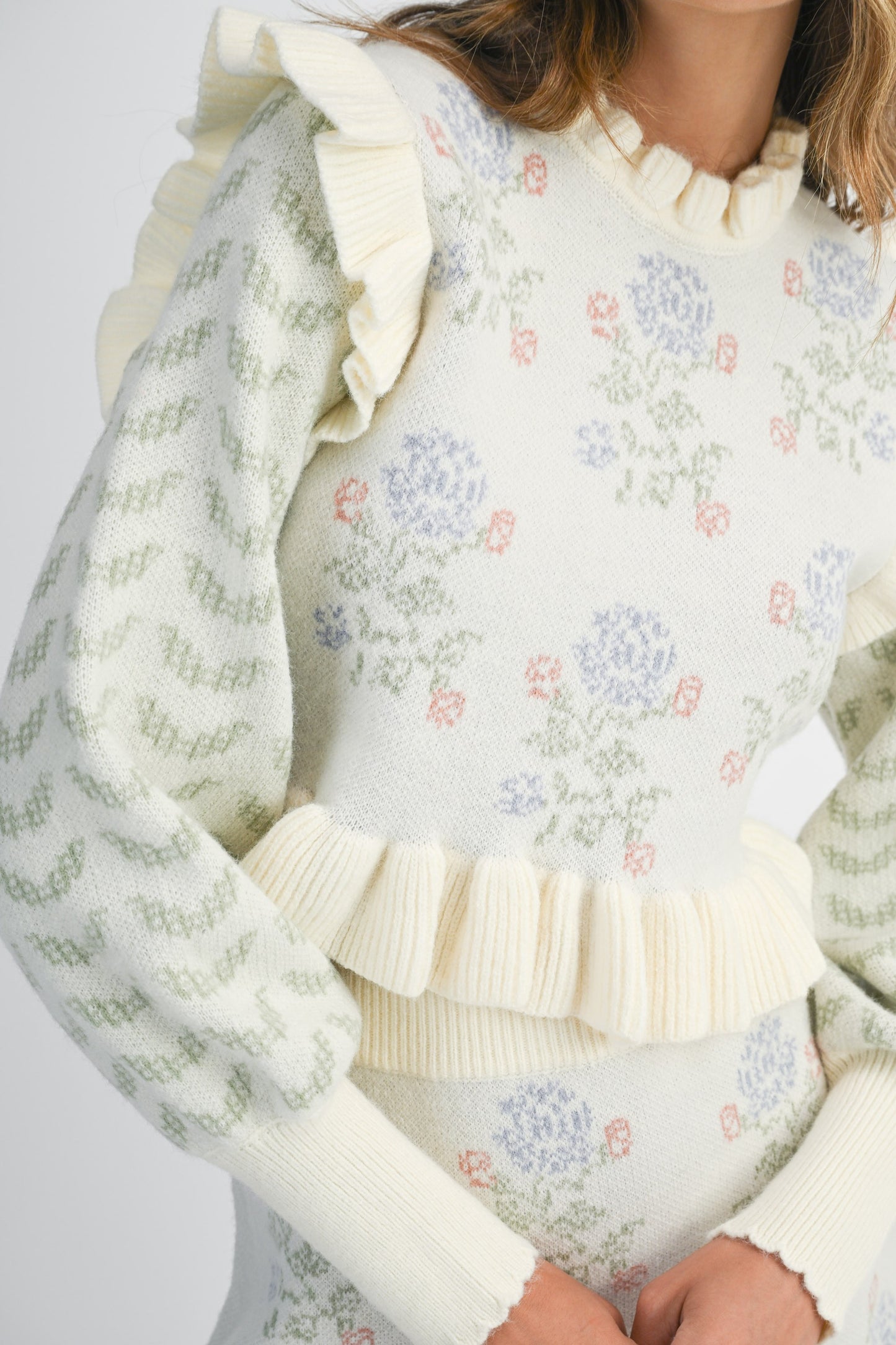 Floral Ruffle Knit Set