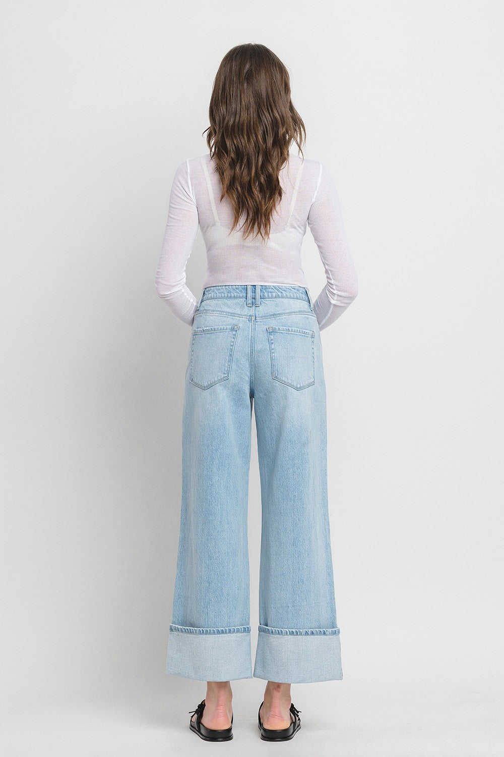 High Rise Cuffed Baggy Jeans