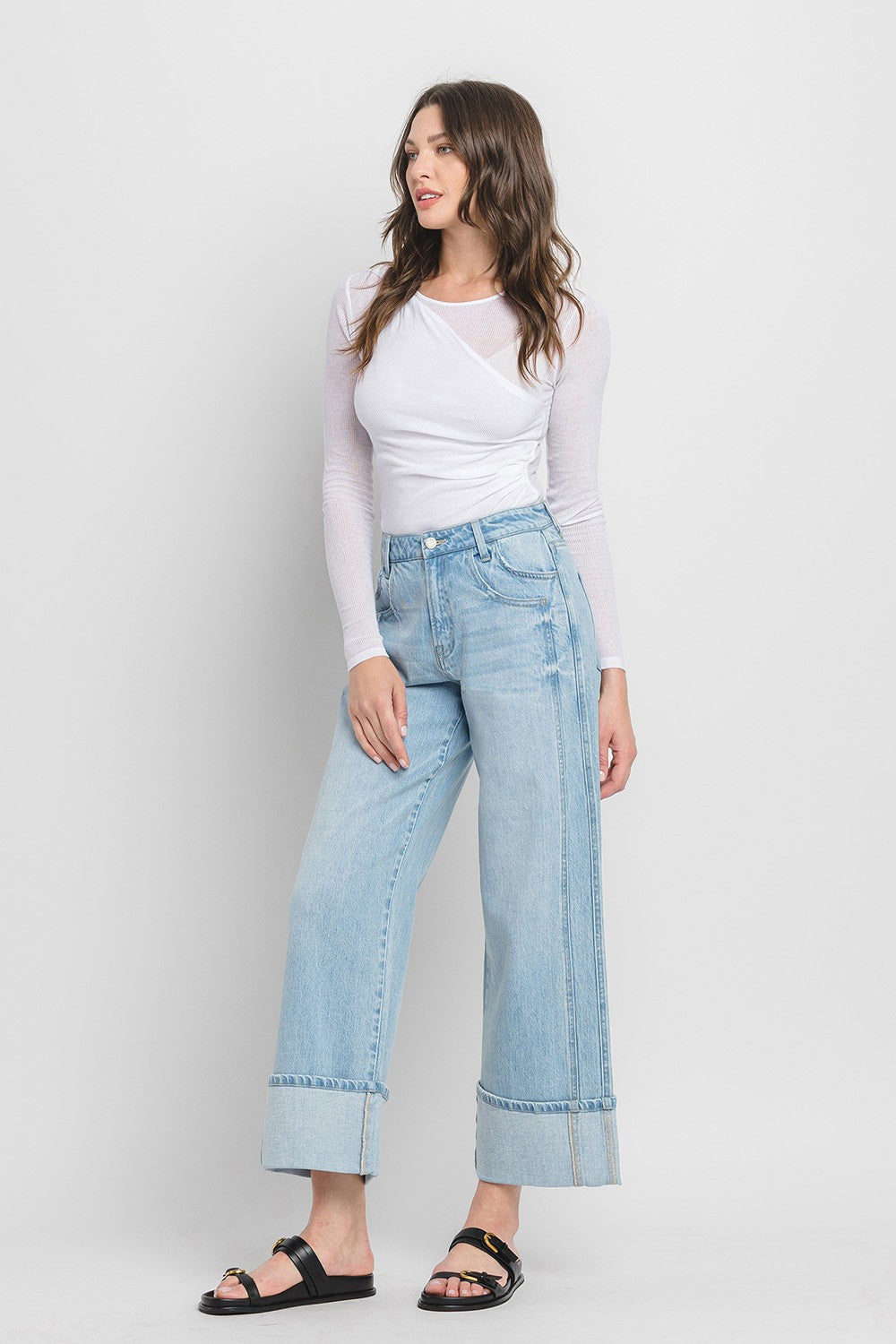 High Rise Cuffed Baggy Jeans