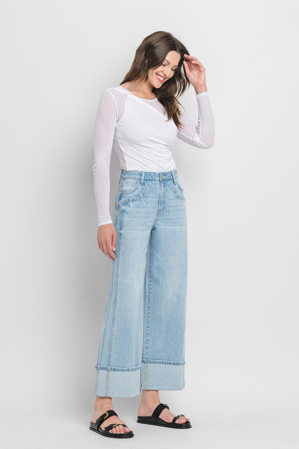 High Rise Cuffed Baggy Jeans