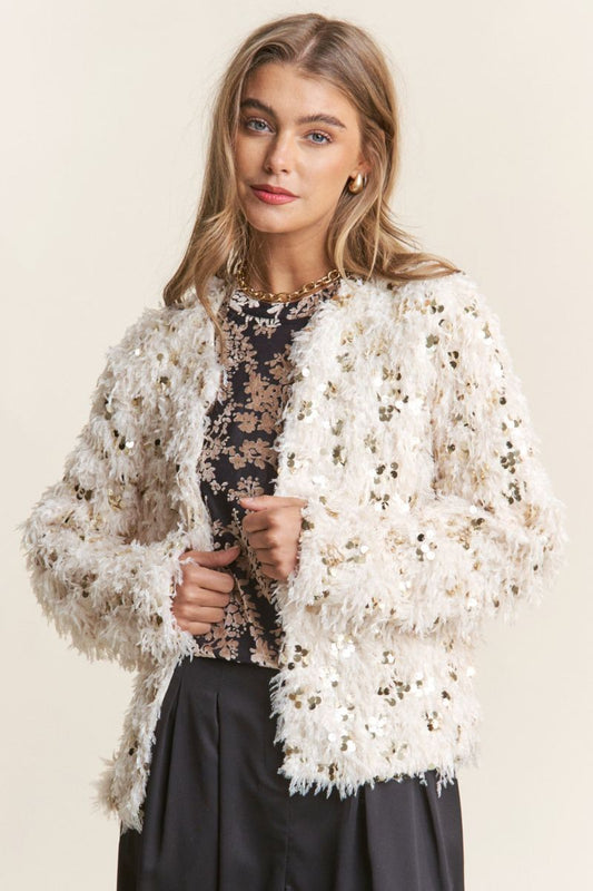 Fuzzy Sequin Jacket