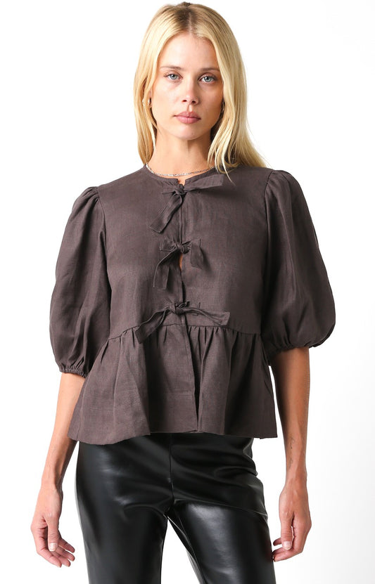 Coffee Bean Tie Top