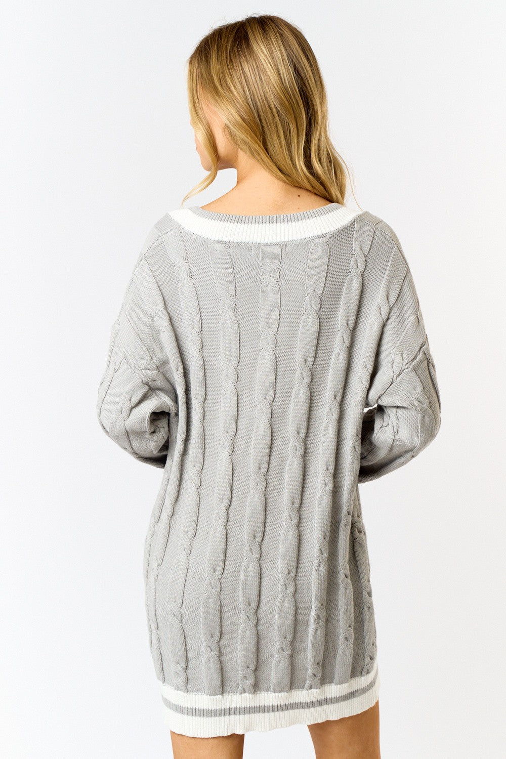 Gray Cable Sweater Dress