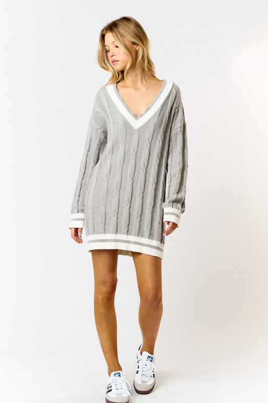 Gray Cable Sweater Dress