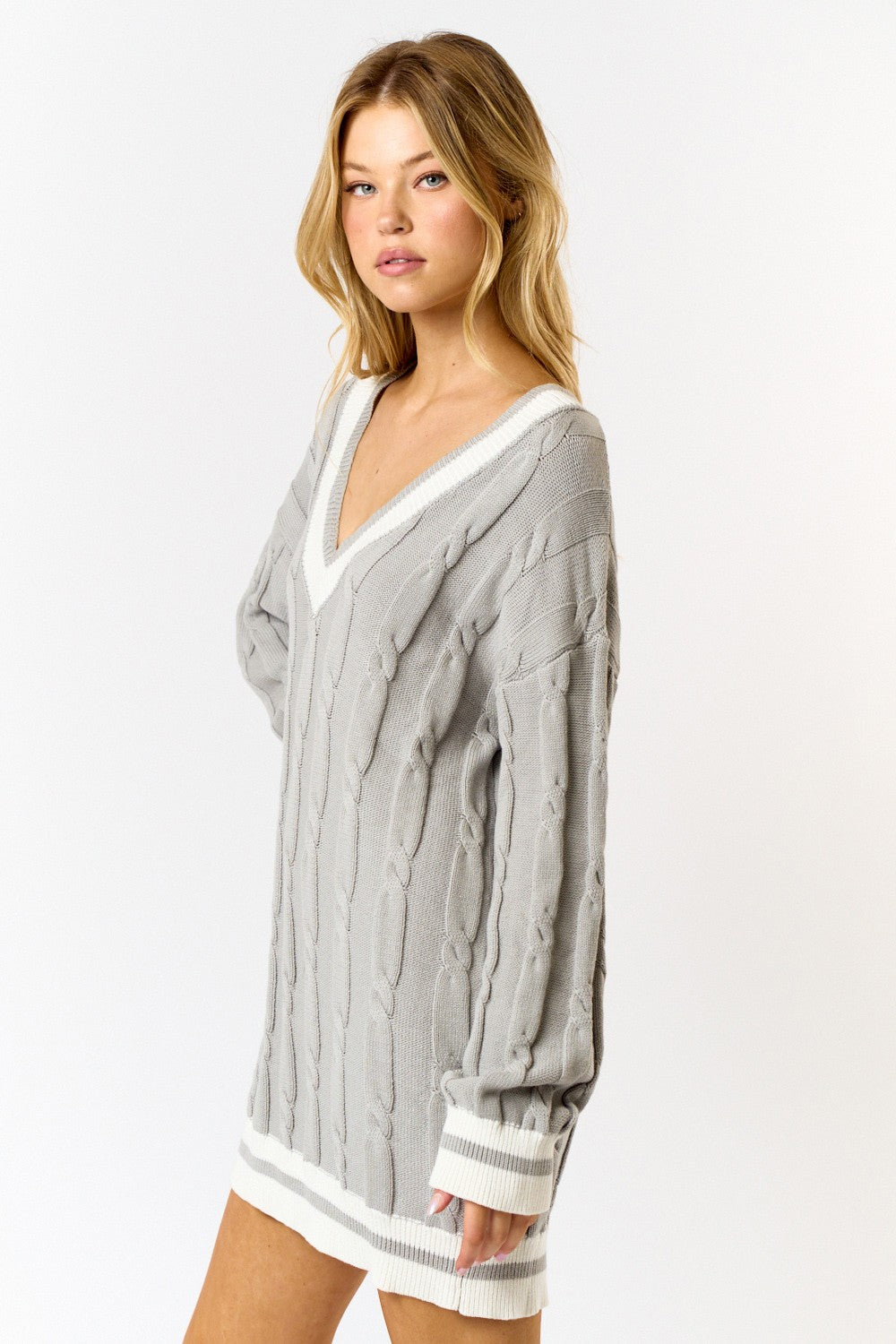 Gray Cable Sweater Dress