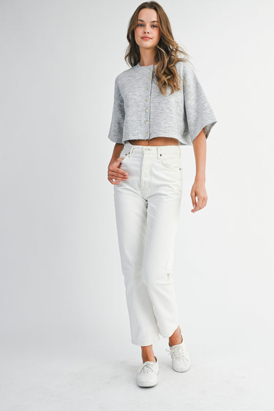 Gray Crop Cardigan