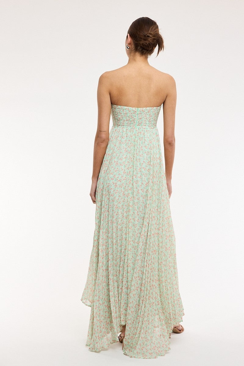 Green Ditsy Accordion Dress