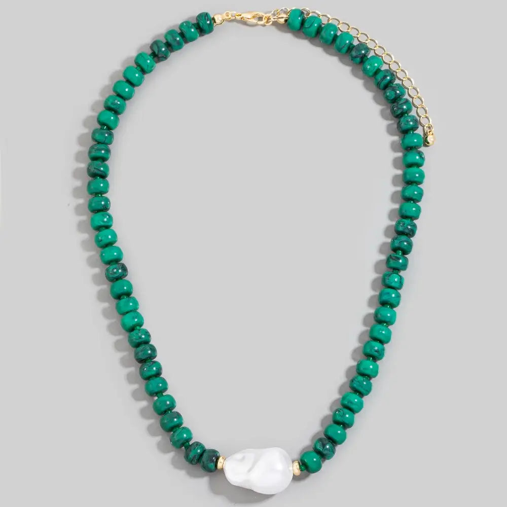 Green Pearl Beaded Necklace