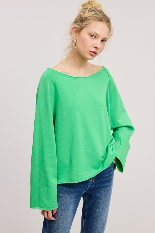 Green Slouchy Pullover Sweatshirt
