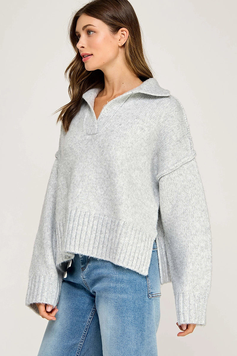 Gray Polo Sweater