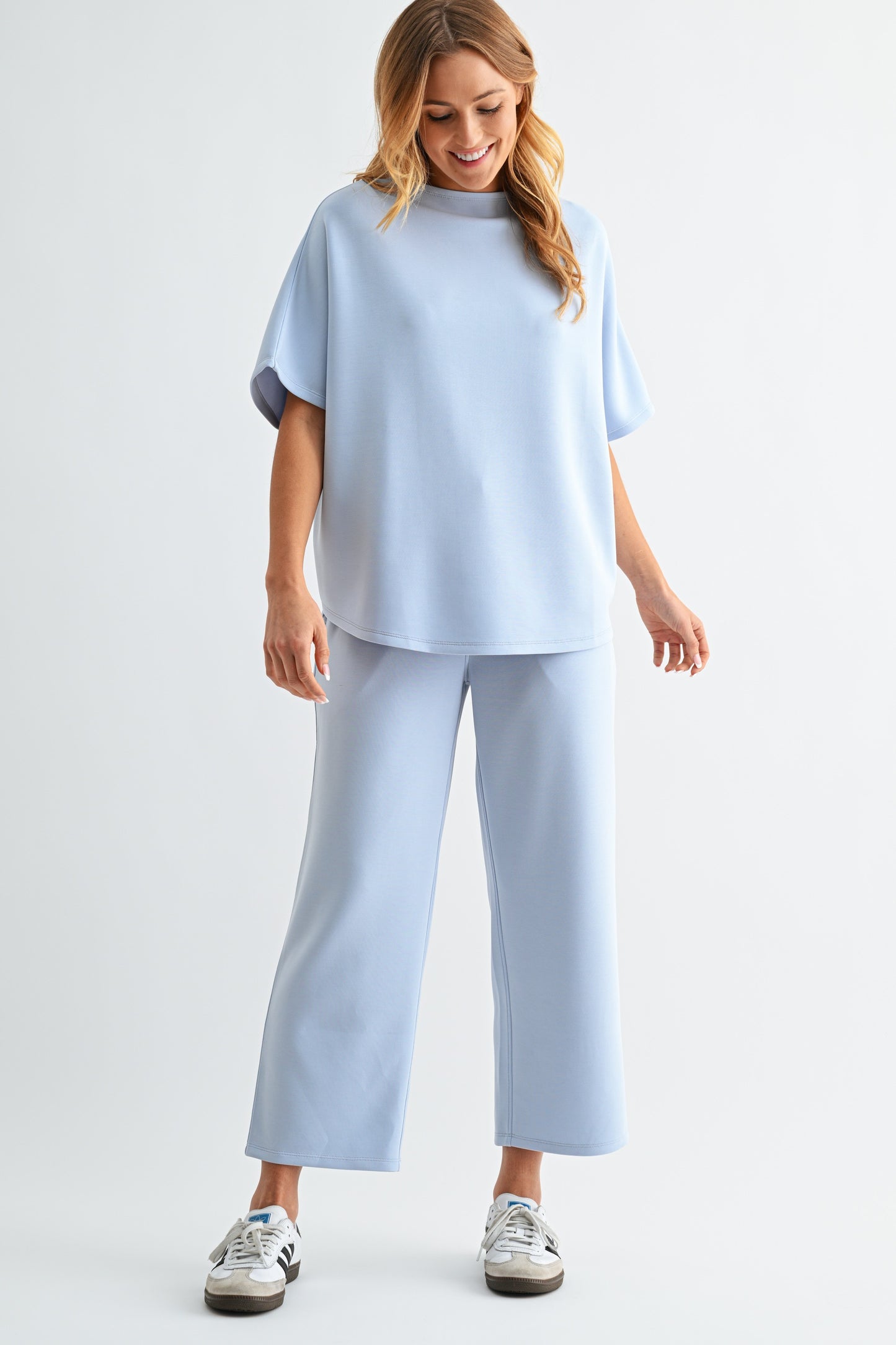 Baby Blue Casual Oversized Top