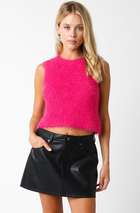 Hellen Fur Top- Fuchsia