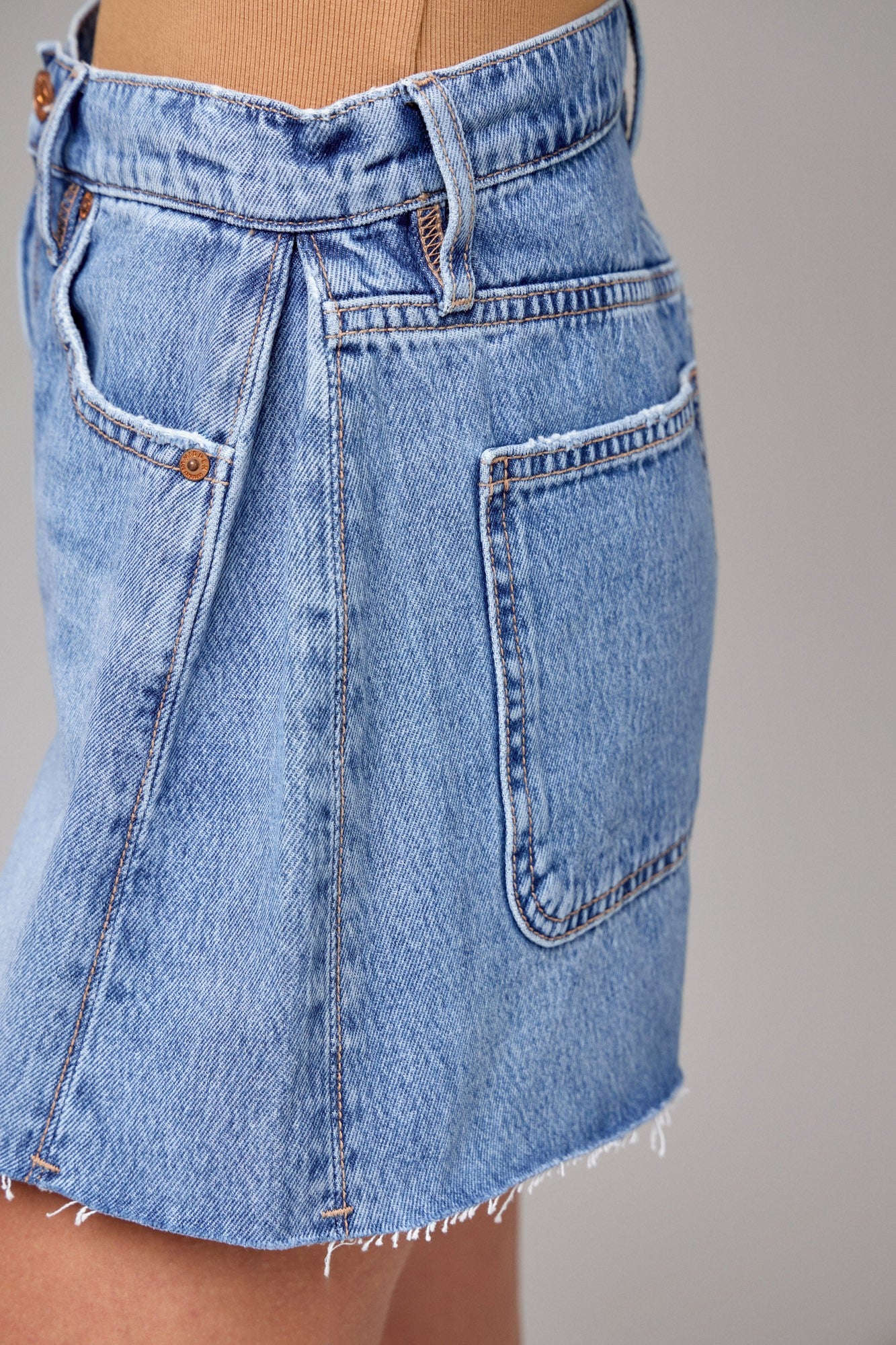 Medium A-Line Flare Denim Shorts