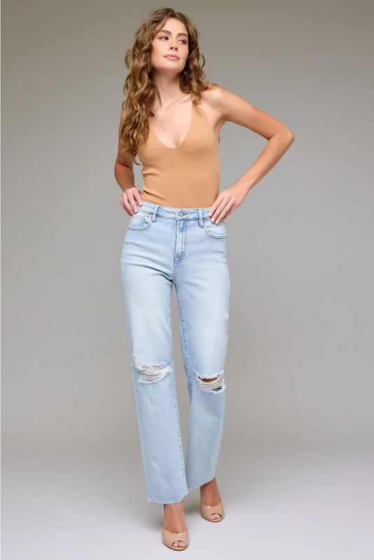 Hidden Light Wash Distressed Jean