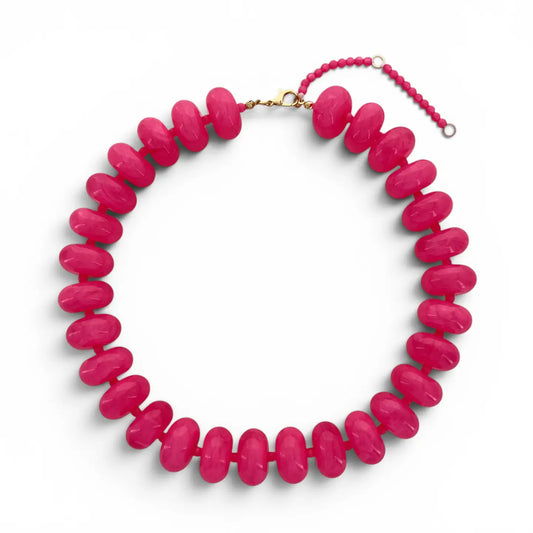 Hot Pink Chunky Beaded Necklace