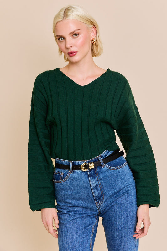 Hunter Green Vneck Sweater