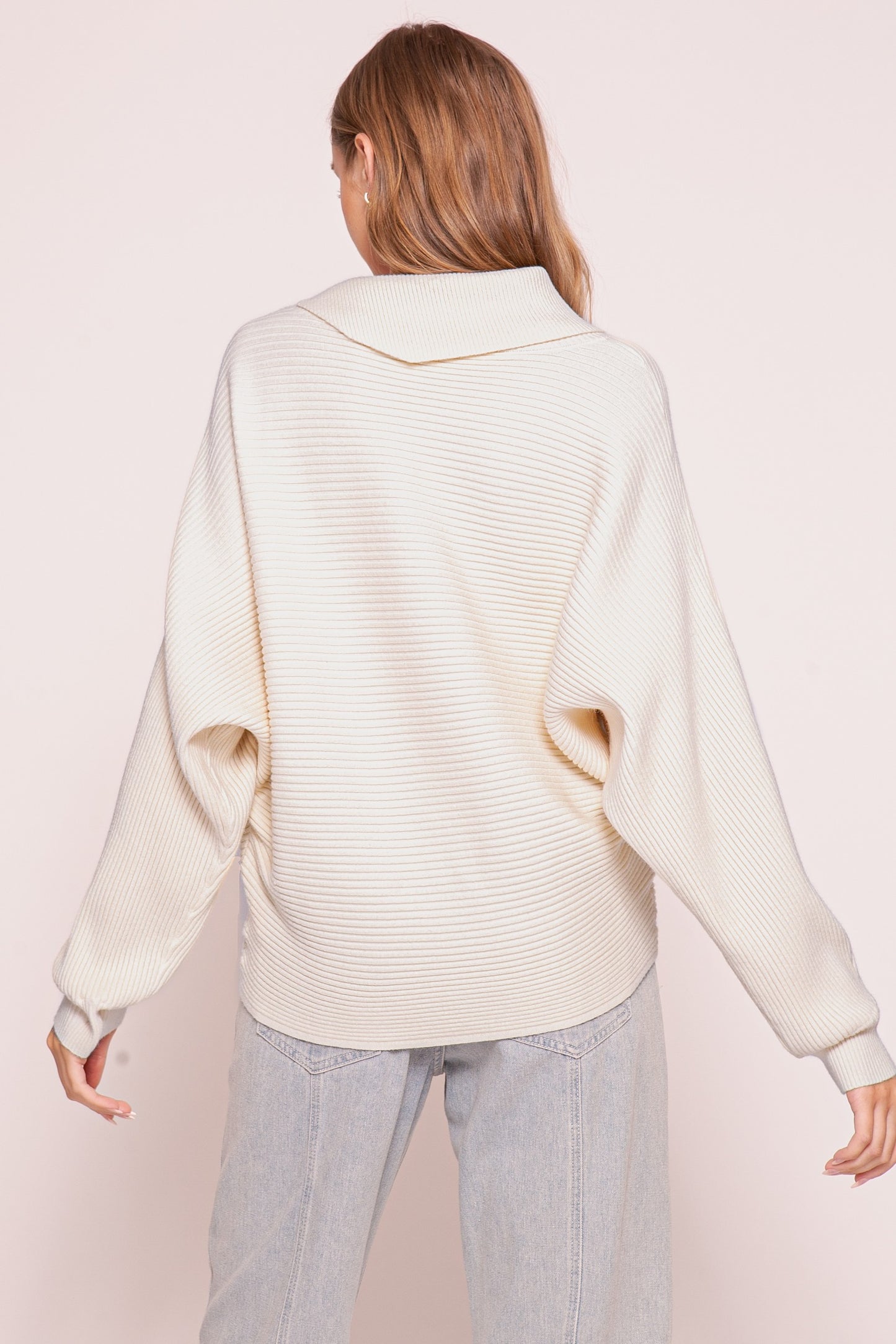 Ivory Asymmetric Neck Sweater